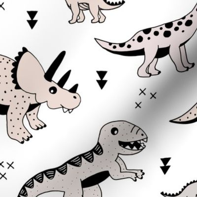 Cool Scandinavian kids dino friends dinosaur pattern gender neutral LARGE Jumbo