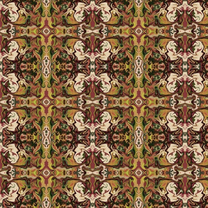 BN2 - SM - Abstract Marbled Mystery Tapestry in Burgundy -  Tan - Green - Brown