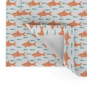 Orange Sharks on White