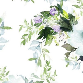12" Blue and Blush Soft Watercolor Florals