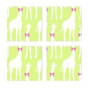 White Giraffes with Pink Bows (Larger version)