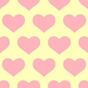 Pink Hearts on Faded Yellow (large version)