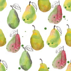 Watercolour pears fruit fruity kitchen