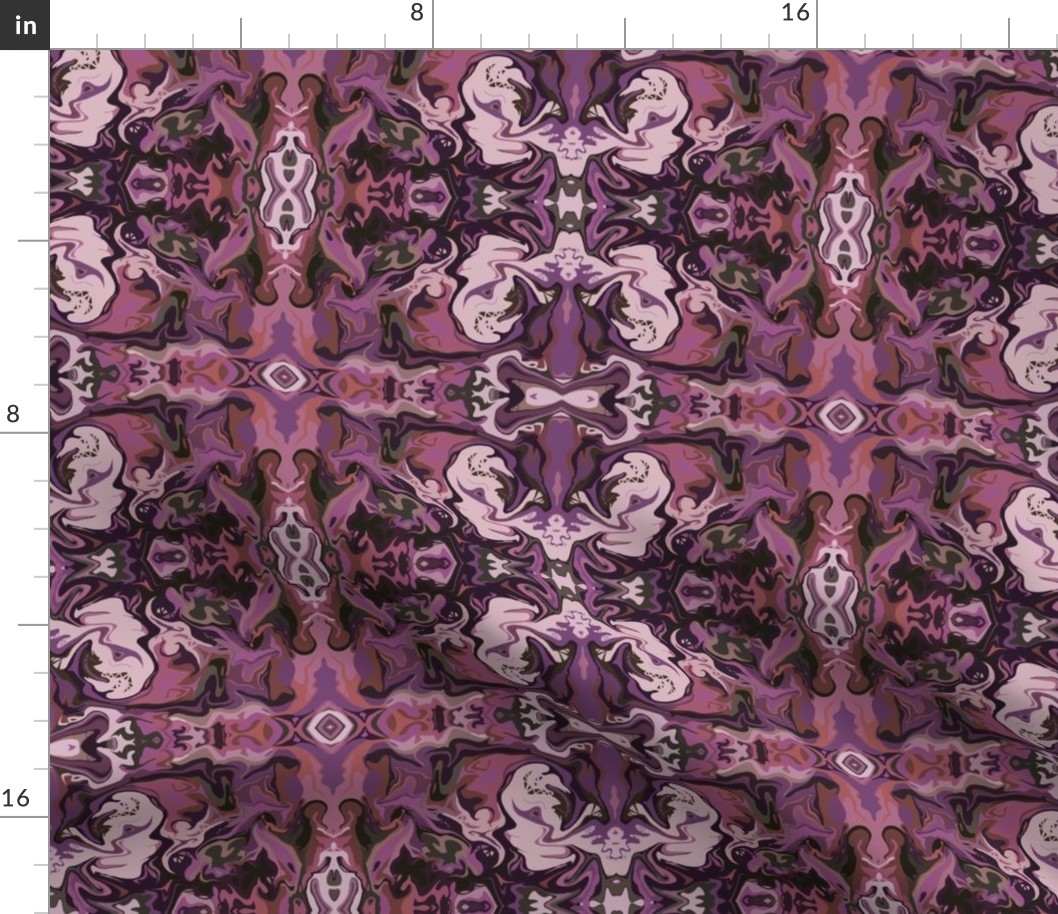 BN4 -  LG - Abstract Marbled Mystery Tapestry in Rustic Purple - Burgundy - Maroon - Mauve - Olive