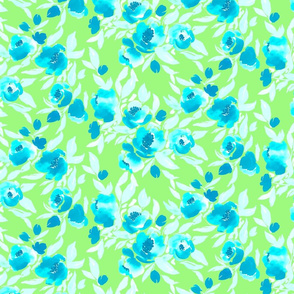 Watercolor Floral Turquoise Lime
