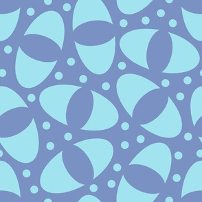 Large Scale Ovals in Periwinkle and Light Blue, Beachwear, Mod Shapes, 