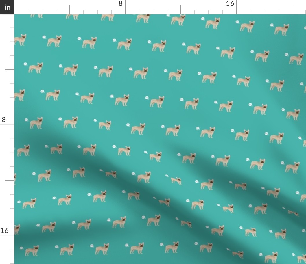 frenchie french bulldog fart dog breed funny fabric teal