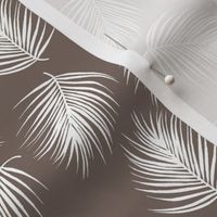 4" Palm Leaves - White with Dark Tan Background