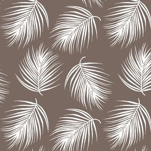 4" Palm Leaves - White with Dark Tan Background