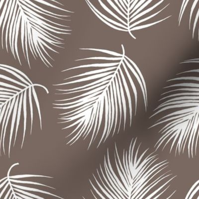 8" Palm Leaves - White with Dark Tan Background