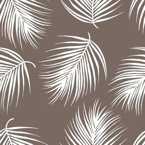8" Palm Leaves - White with Dark Tan Background