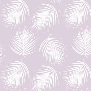 4" Palm Leaves - White with Lilac Background
