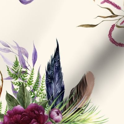 21" Boho Lilac Tiger Florals - Ivory