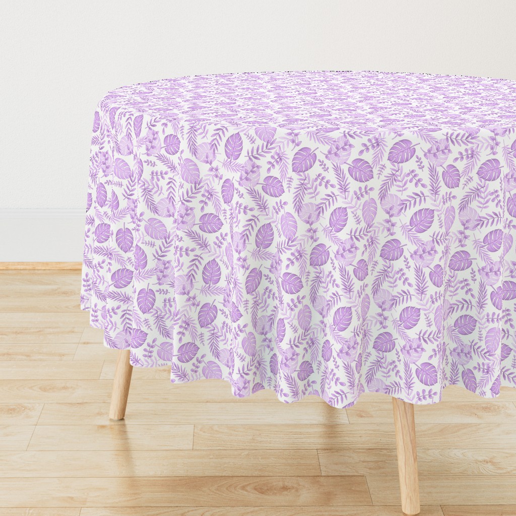 Leafy pattern pastel purple on white