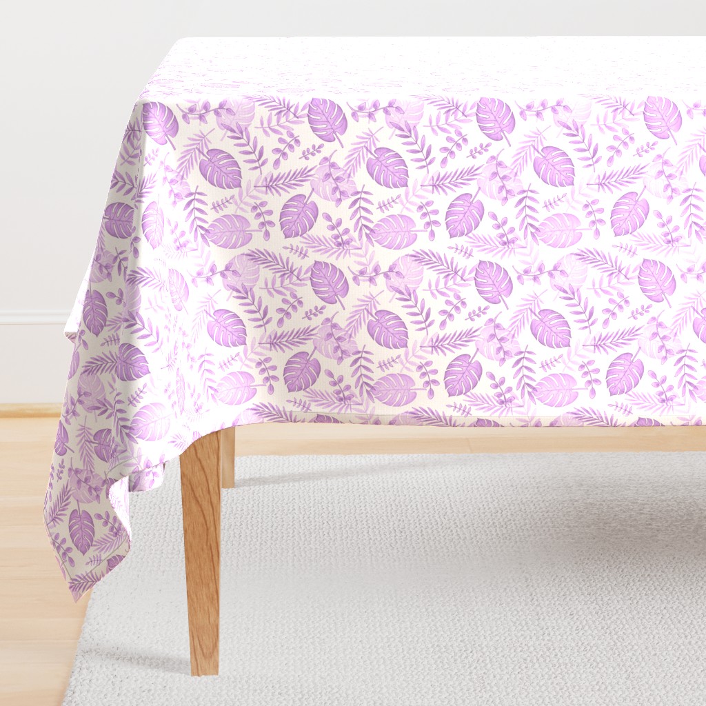 Leafy pattern pastel purple on white