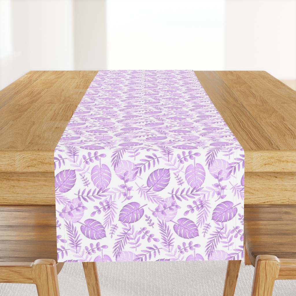 Leafy pattern pastel purple on white