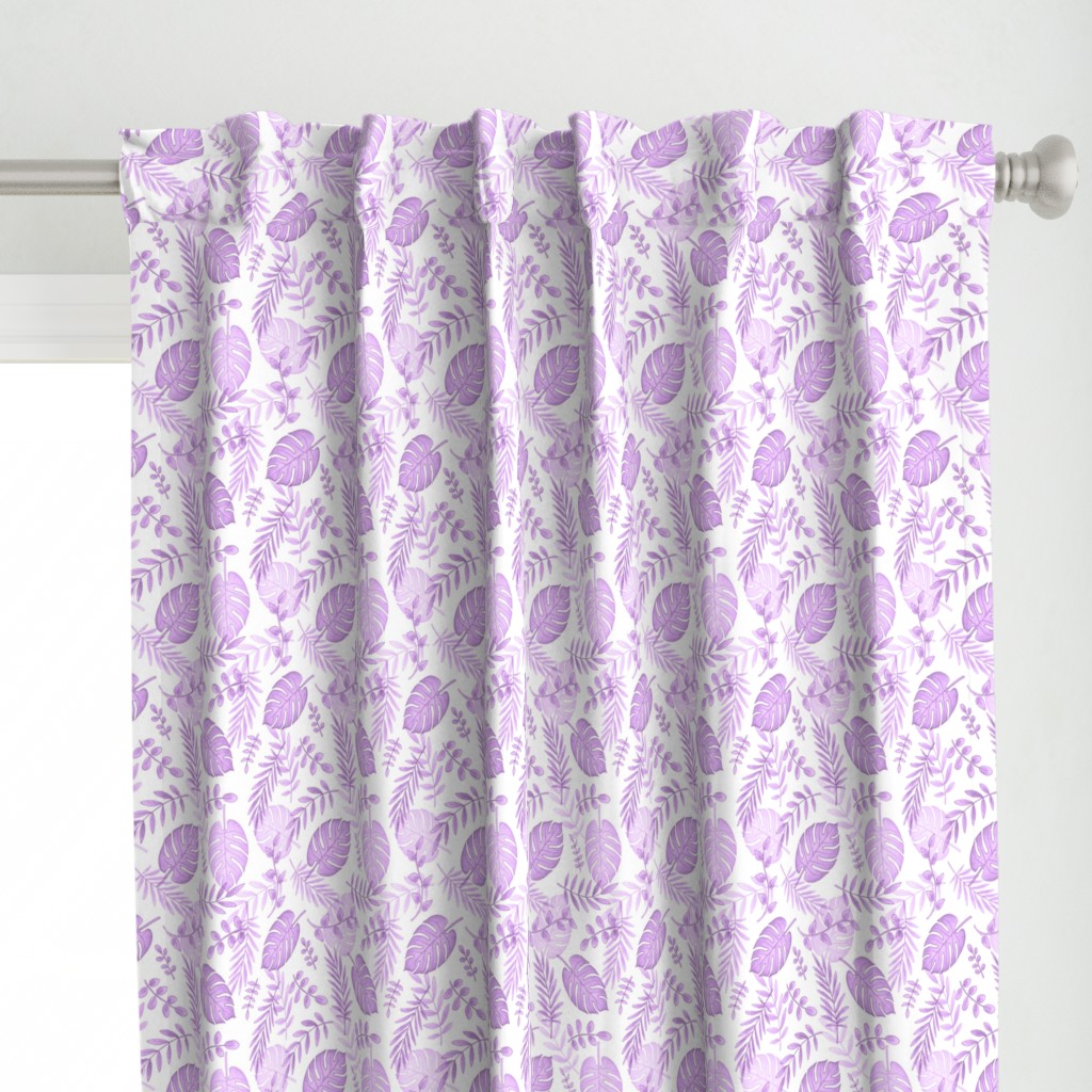 Leafy pattern pastel purple on white