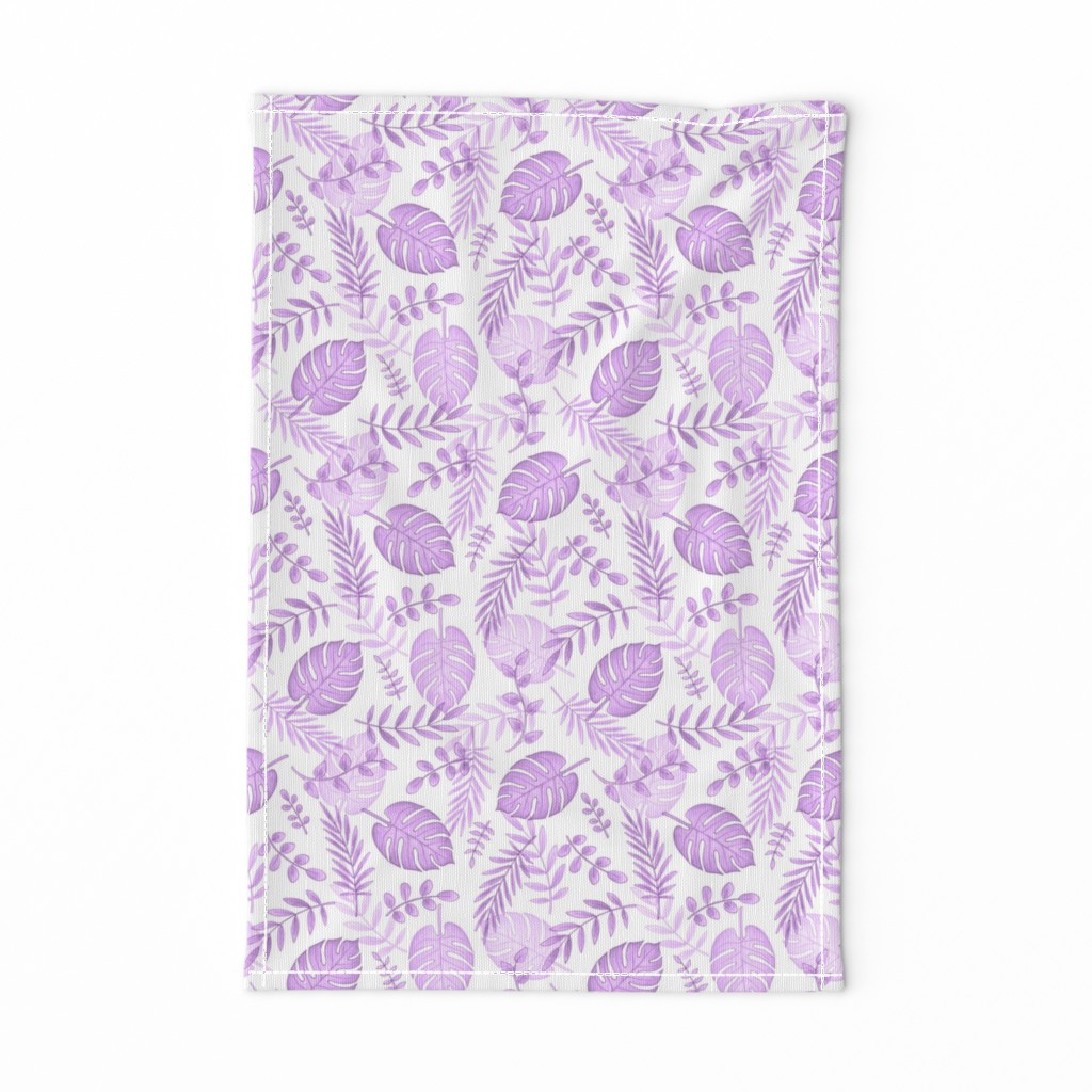 Leafy pattern pastel purple on white