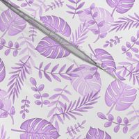 Leafy pattern pastel purple on white