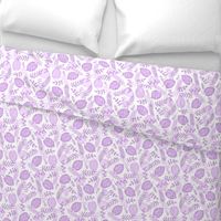 Leafy pattern pastel purple on white