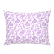 Leafy pattern pastel purple on white