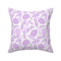 Leafy pattern pastel purple on white