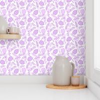 Leafy pattern pastel purple on white