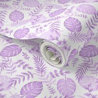 Leafy pattern pastel purple on white