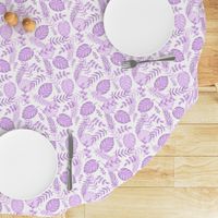 Leafy pattern pastel purple on white