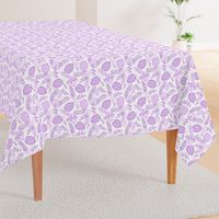 Leafy pattern pastel purple on white