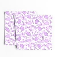 Leafy pattern pastel purple on white