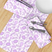 Leafy pattern pastel purple on white