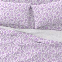 Leafy pattern pastel purple on white