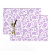 Leafy pattern pastel purple on white