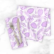 Leafy pattern pastel purple on white