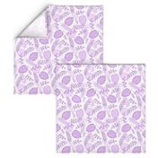 Leafy pattern pastel purple on white