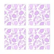 Leafy pattern pastel purple on white