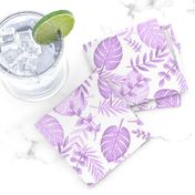 Leafy pattern pastel purple on white