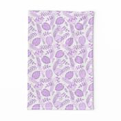 Leafy pattern pastel purple on white