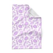 Leafy pattern pastel purple on white