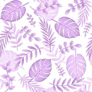 Leafy pattern pastel purple on white