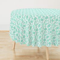 Leafy pattern pastel aqua on white