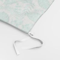 Leafy pattern pastel aqua on white