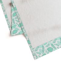 Leafy pattern pastel aqua on white