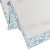 Leafy pattern pastel light blue on white