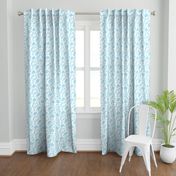 Leafy pattern pastel light blue on white