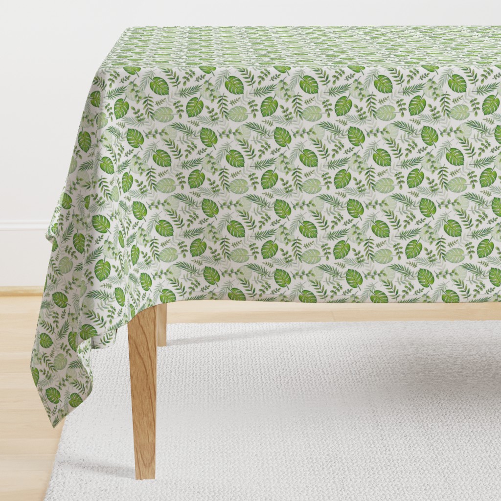 Monstera Leafy pattern Green on White