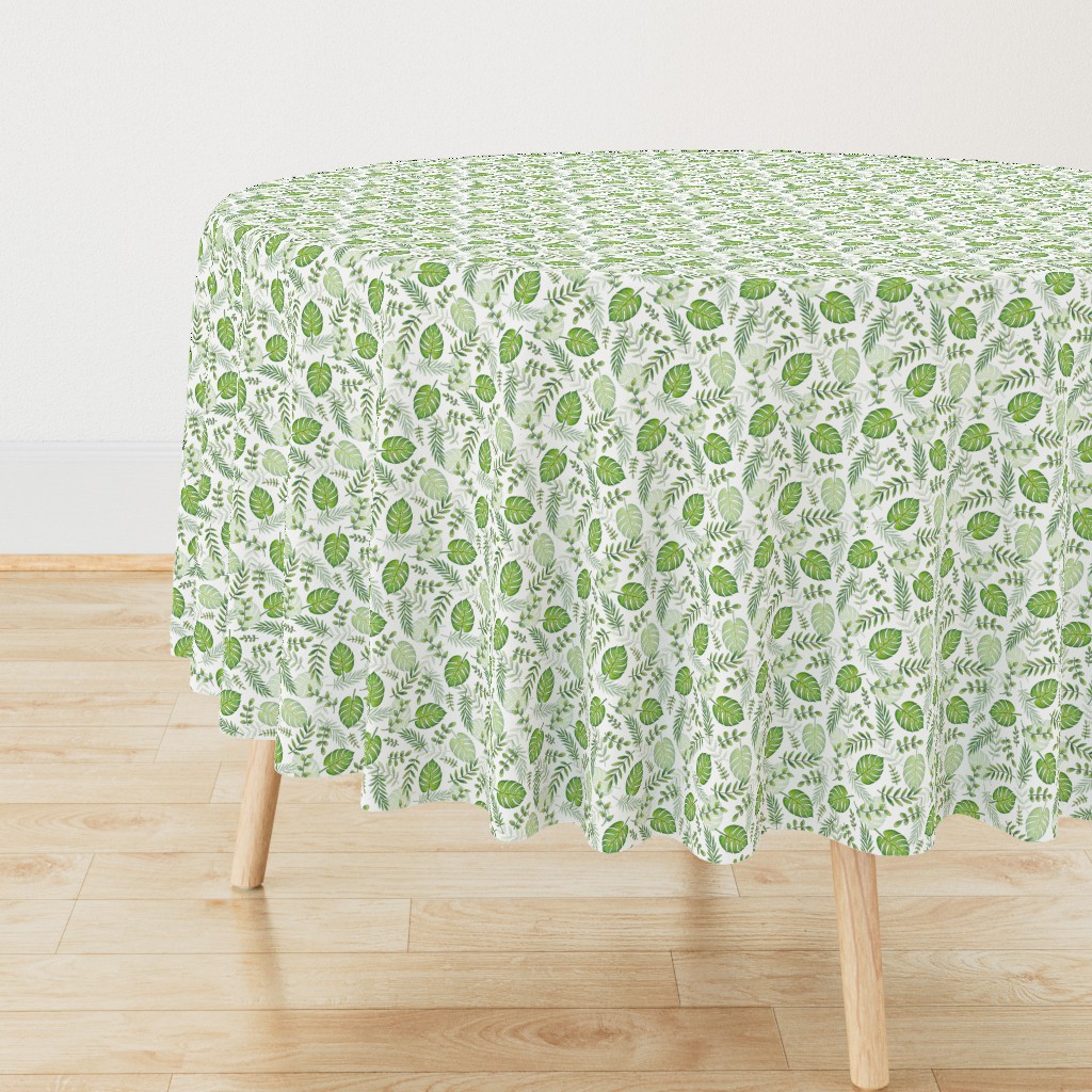 Monstera Leafy pattern Green on White