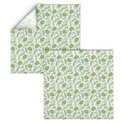 Monstera Leafy pattern Green on White