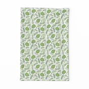 Monstera Leafy pattern Green on White